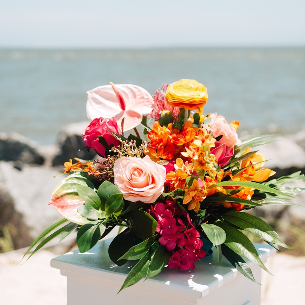 Vibrant Floral Arrangement with Pink and Orange Accents
